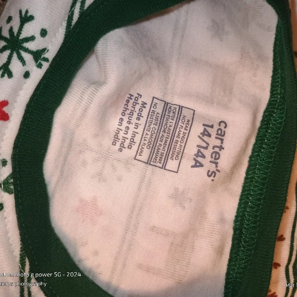 Carter's size 14 holiday Christmas pajamas two-piece holiday PJ size 14. - Picture 3 of 4